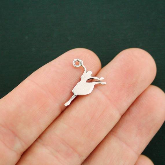 15 Dancer Antique Silver Tone Charms 2 Sided - SC7437