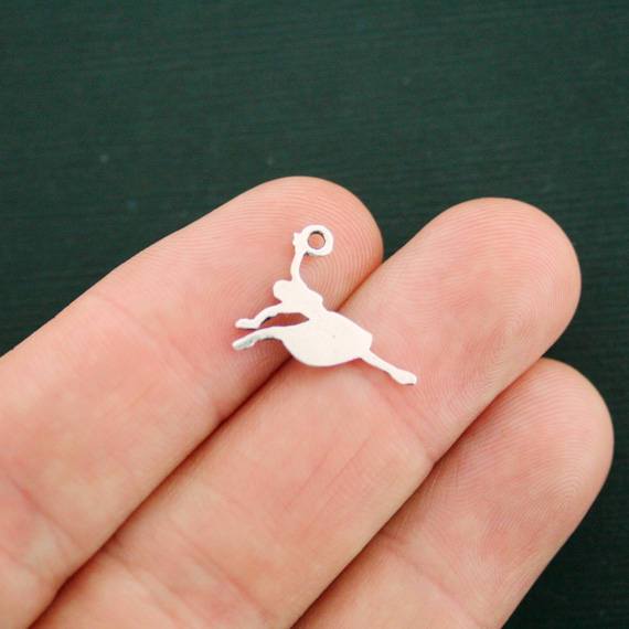 15 Dancer Antique Silver Tone Charms 2 Sided - SC7437