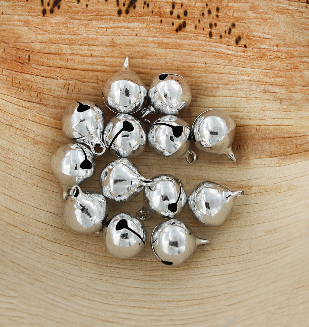 15 Jingle Bells Charms Silver Tone 3D - Z177