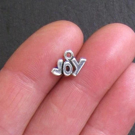 15 Joy Antique Silver Tone Charms - SC274