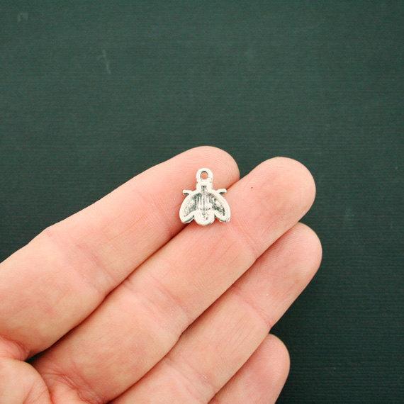 15 Ladybug Antique Silver Tone Charms - SC6479