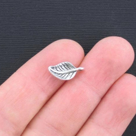 15 feuilles de ton argent antique breloques 2 faces - SC1167