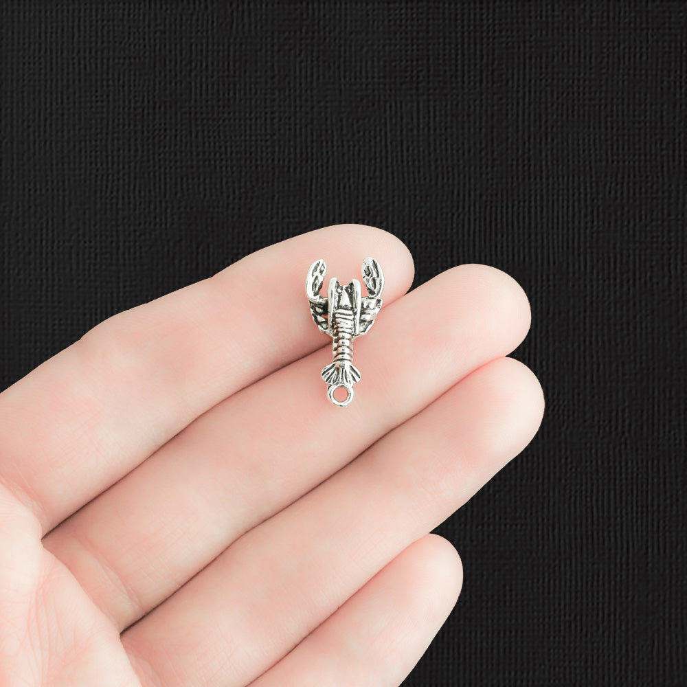 15 Lobster Antique Silver Tone Charms - SC6685