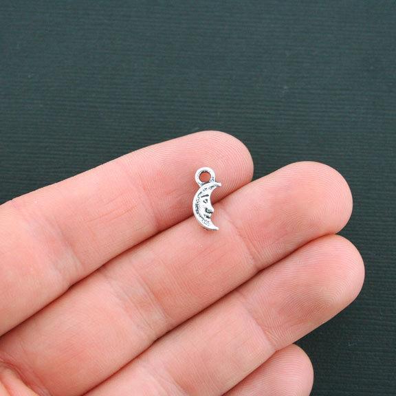 15 breloques de ton argent antique lune 2 faces - SC187