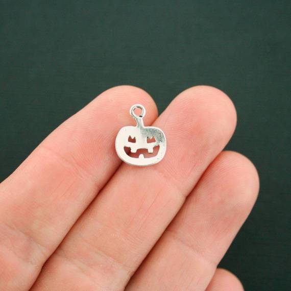 15 Pumpkin Antique Silver Tone Charms - SC6202