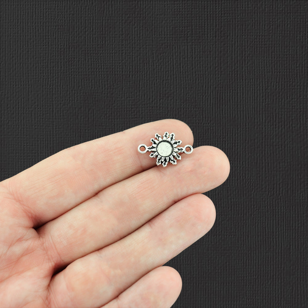 15 Sun Connector Antique Silver Tone Charms - SC7129