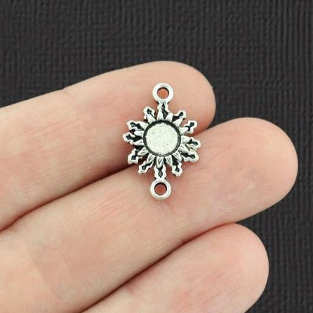 15 Sun Connector Antique Silver Tone Charms - SC7129