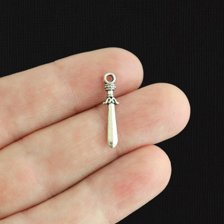 15 breloques argentées antiques épée 2 faces - SC485