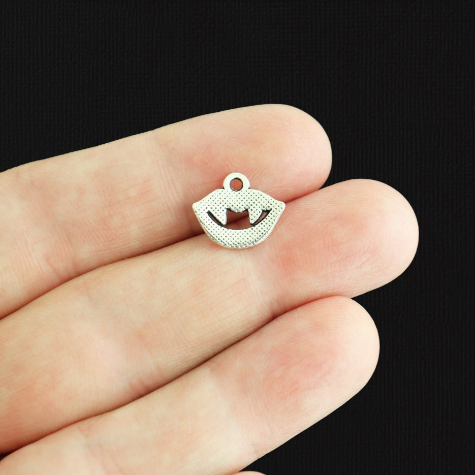 15 Vampire Teeth Antique Silver Tone Charms - SC1244