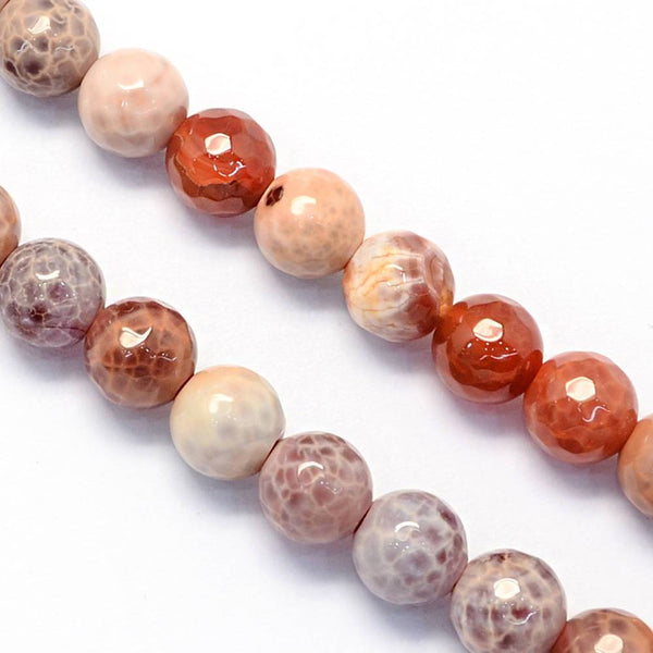 Faceted Natural Agate Beads 8mm - Autumn Brown - 15 Beads - BD708