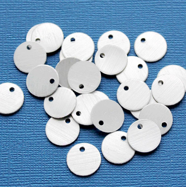 Circle Stamping Blanks - Silver Brushed Aluminum - 19mm - 15 Tags - MT289