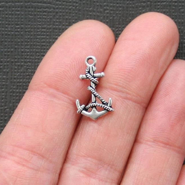 15 Anchor Antique Silver Tone Charms 2 sided - SC2093