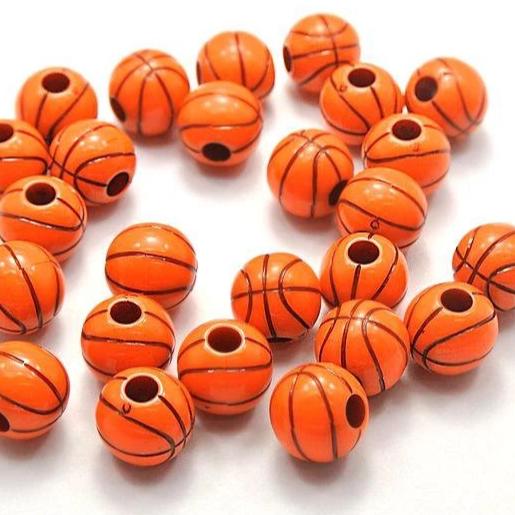 Perles Acryliques Rondes 12mm - Basket Orange - 15 Perles - K179