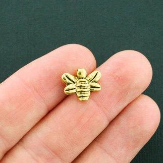 Bee Spacer Metal Beads 11mm x 14mm - Antique Gold Tone - 15 Beads - GC875