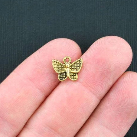 15 Butterfly Antique Gold Tone Charms - GC302