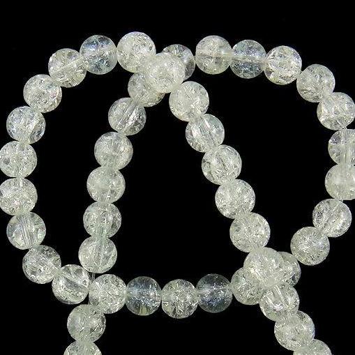 Round Glass Beads 10mm - Clear Crackle - 15 Beads - BD291