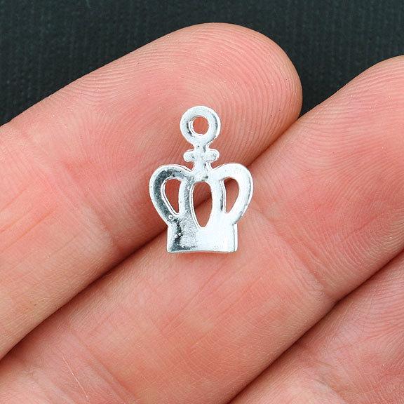 15 Crown Silver Tone Charms - SC3762