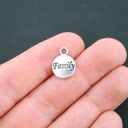 15 Family Antique Silver Tone Charms - SC4392