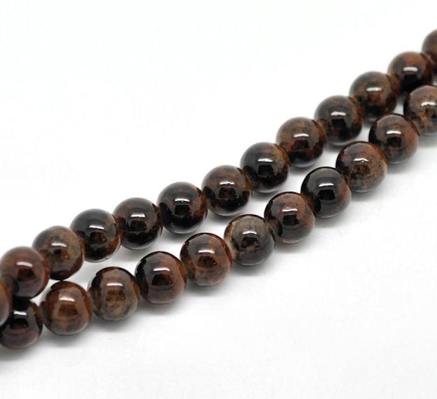 Round Glass Beads 10mm - Earth Brown - 15 Beads - BD044
