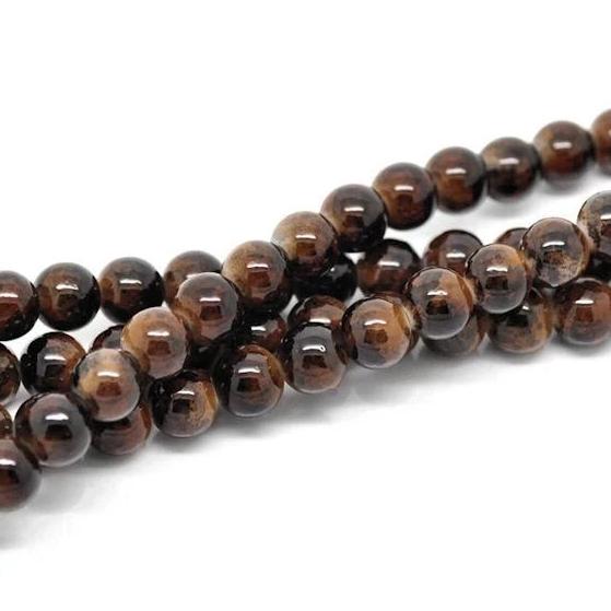 Perles Rondes en Verre 10mm - Brun Terre - 15 Perles - BD044