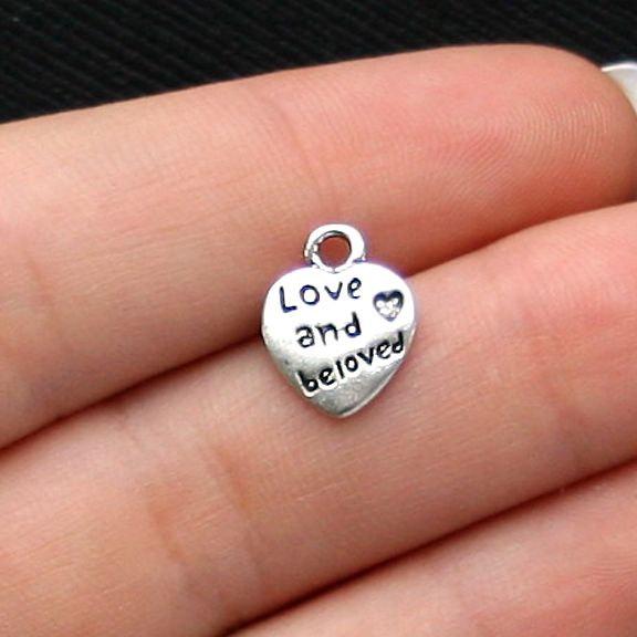 15 Heart Antique Silver Tone Charms 2 Sided - SC2017