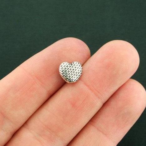 Heart Spacer Beads 8mm x 10mm - Silver Tone - 15 Beads - SC7579