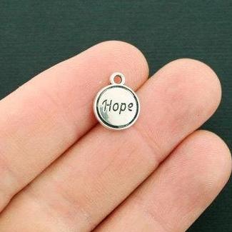 15 Hope Antique Silver Tone Charms - SC6427