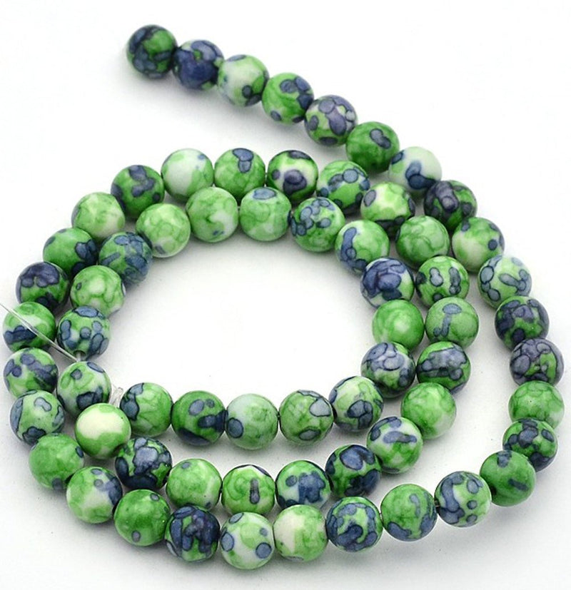 Perles de Jade Synthétique Rondes 8mm - Vert Jungle - 15 Perles - BD891