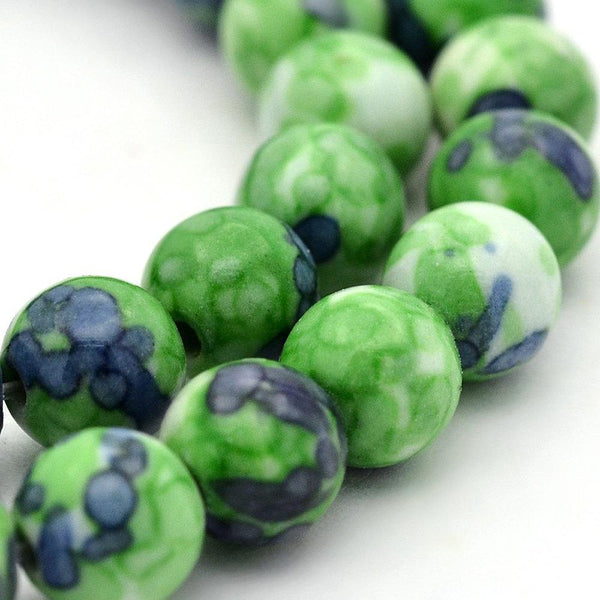 Perles de Jade Synthétique Rondes 8mm - Vert Jungle - 15 Perles - BD891