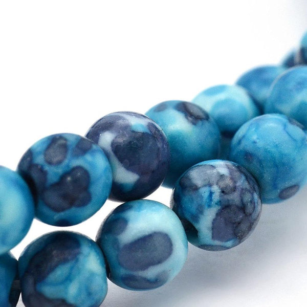 Perles de Jade Synthétique Rondes 8mm - Bleus - 15 Perles - BD892