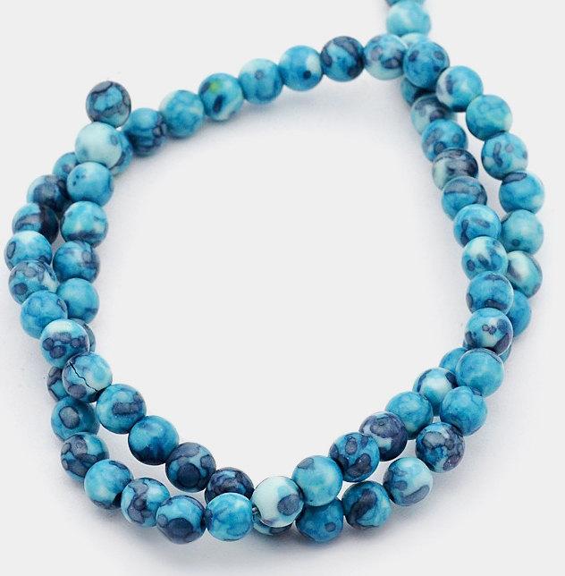 Round Synthetic Jade Beads 8mm - Blues - 15 Beads - BD892