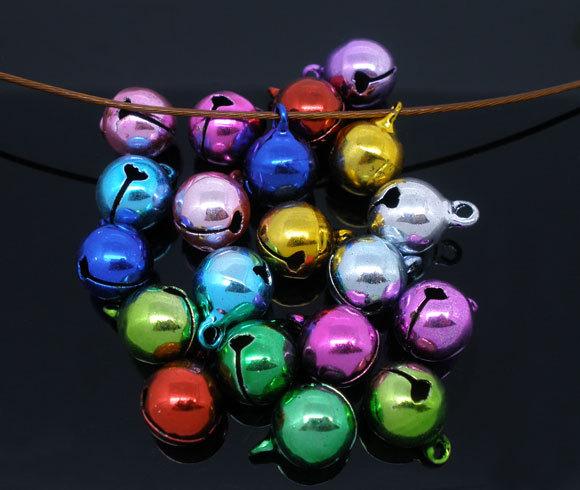 15 Jingle Bell Charms in Assorted Metallic Colors 3D - XC105