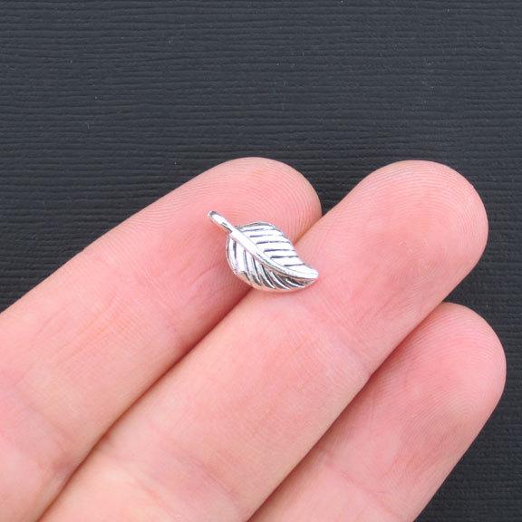 15 Leaf Antique Silver Tone Charms 2 Sided - SC1167