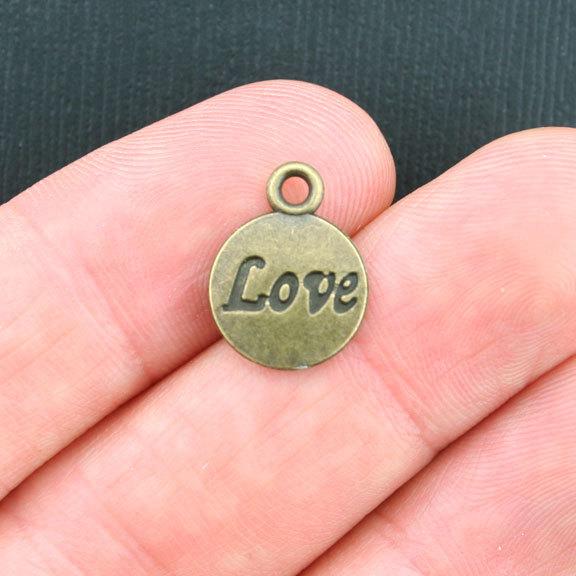 15 Love Antique Bronze Tone Charms - BC1044