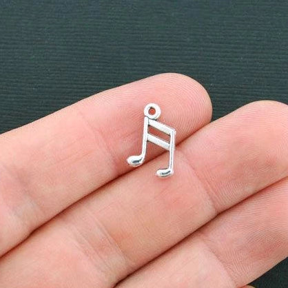 15 Notes de musique Antique Silver Tone Charms 2 faces - SC895