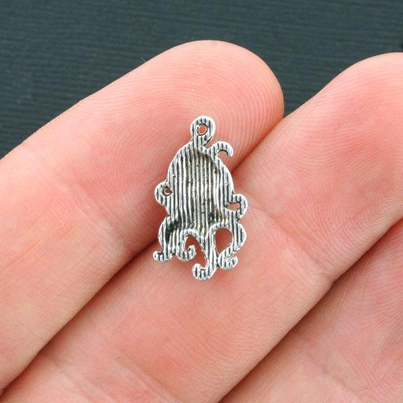 15 Octopus Antique Silver Tone Charms - SC3940