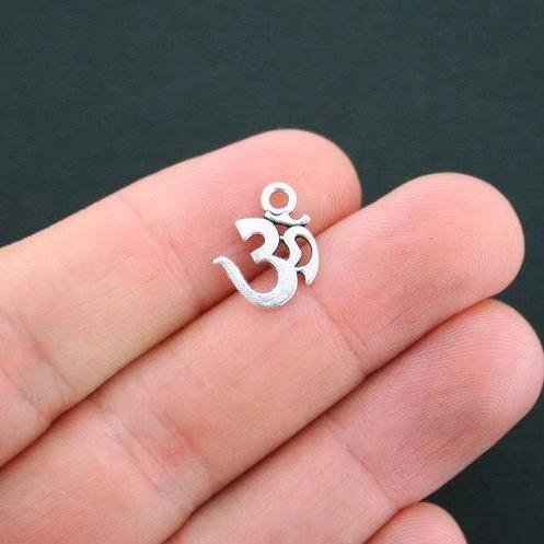 15 Om Antique Silver Tone Charms - SC2094