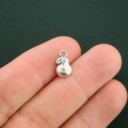15 Pear Antique Silver Tone Charms 2 Sided - SC1195