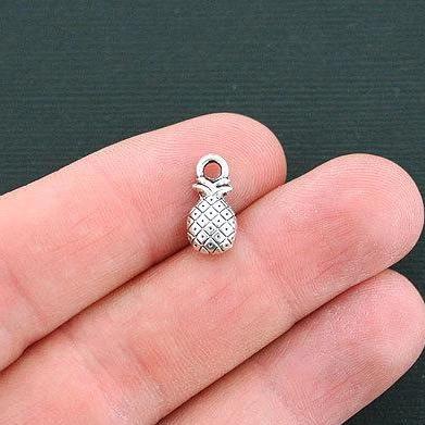 15 Pineapple Antique Silver Tone Charms 3D - SC4681