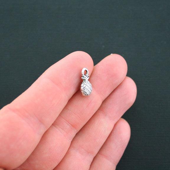15 breloques ton argent antique ananas 3D - SC4681