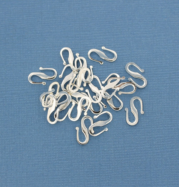 Antique Silver Tone S Hook Clasps - 12mm x 7mm - 15 Clasps - Z750