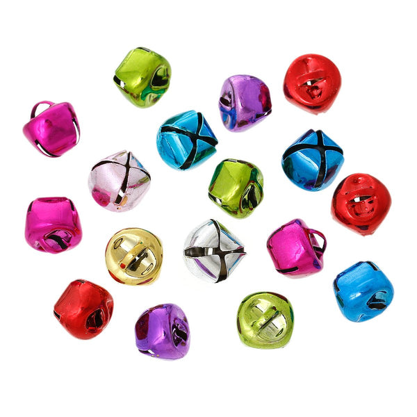 15 Jingle Bell Charms in Assorted Metallic Colors 3D - XC104