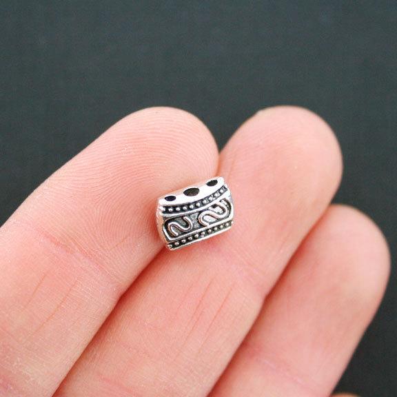 Tube Spacer Beads 7mm x 10mm - Silver Tone - 15 Beads - SC5415