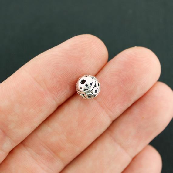 Perles intercalaires rondes 8 mm - ton argent - 15 perles - SC7825