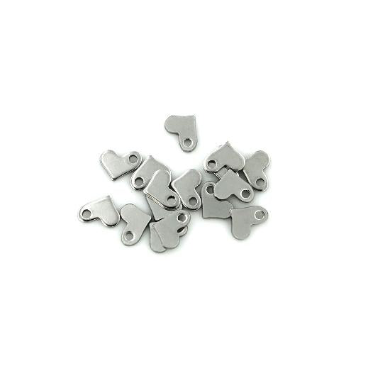 Heart Stamping Blanks - Stainless Steel - 9mm x 6.5mm - 15 Tags - MT298