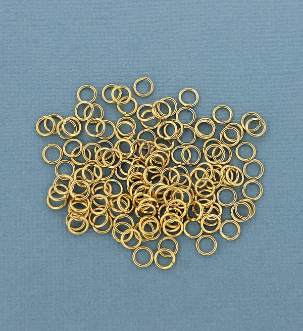 Anneaux en acier inoxydable doré 5 mm x 0,8 mm - Calibre 20 ouvert - 15 anneaux - SS035