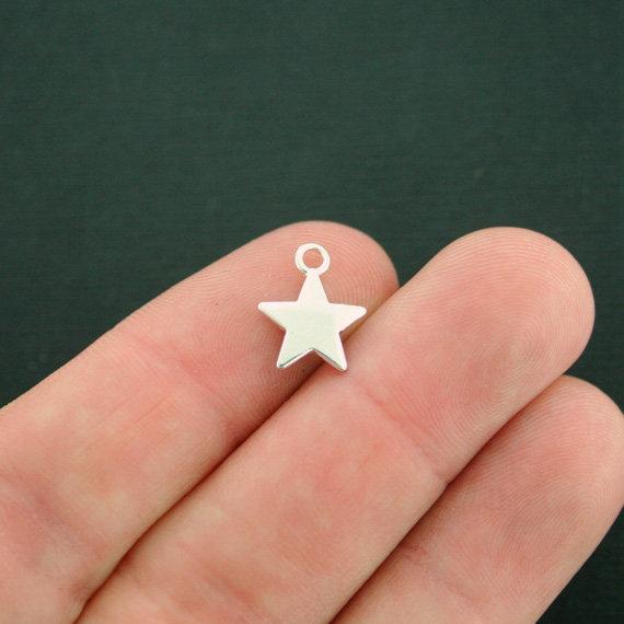 15 Star Silver Tone Charms 2 Sided - SC7562