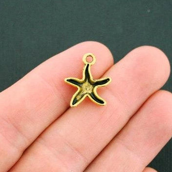 15 Starfish Antique Gold Tone Charms - GC922