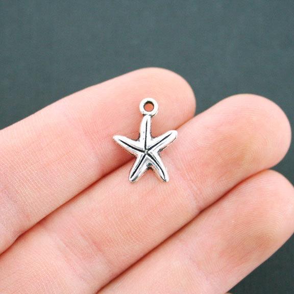 15 Starfish Antique Silver Tone Charms - SC2572