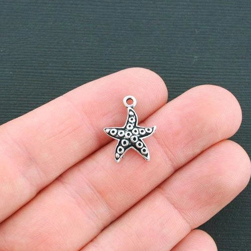 15 Starfish Antique Silver Tone Charms - SC1455